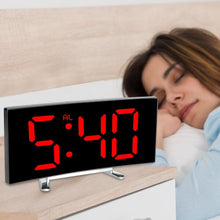 Load image into Gallery viewer, Digital Table Clock Digital Alarm Clock LED Bedside Clock Dual Alarm Adjustable Volume Alarm Clock for Bedroom  Electronic 7 Inch Number Desktop Alarm Clocks For Kids Bedroom LED Screen Curved Dimmable Mirror
