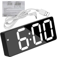Load image into Gallery viewer, Digital Table Clock Digital Alarm Clock LED Bedside Clock Dual Alarm Adjustable Volume Alarm Clock for Bedroom  Electronic 7 Inch Number Desktop Alarm Clocks For Kids Bedroom LED Screen Curved Dimmable Mirror

