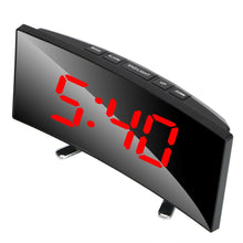 Load image into Gallery viewer, Digital Table Clock Digital Alarm Clock LED Bedside Clock Dual Alarm Adjustable Volume Alarm Clock for Bedroom  Electronic 7 Inch Number Desktop Alarm Clocks For Kids Bedroom LED Screen Curved Dimmable Mirror
