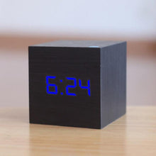 Load image into Gallery viewer, Digital Wooden LED Alarm Clock Wood Retro Glow Clock Digital Alarm Clock, with Wooden Electronic LED Time Display 3 Dual Plus Alarm Cubic Small Mini Wood Made Electric Clocks for Desktop Table Decor Voice Control Snooze Function Desk Tools
