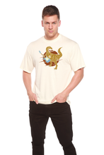 Load image into Gallery viewer, Dinosaur with a guitar Men's Bamboo Viscose/Organic Cotton Short Sleeve Graphic T-Shirt
