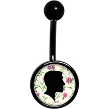 Load image into Gallery viewer, Man Floral Silhouette Black Belly Ring
