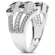Load image into Gallery viewer, 0.87 Carat Genuine Amethyst &amp; White Topaz .925 Sterling Silver Ring
