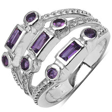Load image into Gallery viewer, 0.87 Carat Genuine Amethyst &amp; White Topaz .925 Sterling Silver Ring
