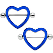 Load image into Gallery viewer, 3/4 Blue Glow in the Dark Valentine Heart Nipple Shield Set
