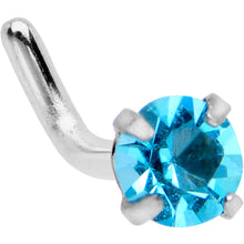 Load image into Gallery viewer, 18G 1/4 Aqua 3mm CZ Gem Steel L-Shape Nose Ring
