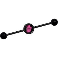Load image into Gallery viewer, 14G Pink Grenade Black Industrial Barbell 37mm

