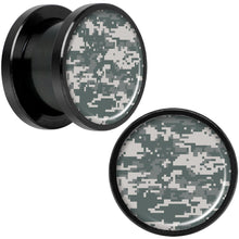 Load image into Gallery viewer, Digital Camo Print Black Anodized Screw Fit Plug Set 1/2
