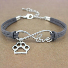 Load image into Gallery viewer, Dog Paws Best Friends Heart Animal Infinity Love Charm Bracelets Women Men Girl Boy Print Bracelet With Love And Infinity Symbol For Women Girls Faux Suede Adjustable Bracelet
