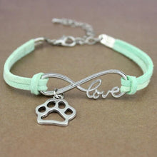 Load image into Gallery viewer, Dog Paws Best Friends Heart Animal Infinity Love Charm Bracelets Women Men Girl Boy Print Bracelet With Love And Infinity Symbol For Women Girls Faux Suede Adjustable Bracelet

