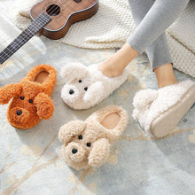 Load image into Gallery viewer, Dog Slippers Women Winter Warm Soft Plush Shoes Men Couples Slippers For Home Indoor Bedroom Fluffy Furry Memory Foam Cross Band Slip On Indoor Outdoor Slippers
