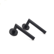 Load image into Gallery viewer, Door Handle  Brushed Stainless Steel Tube Hollow Spray Paint Frosted Black Round Cover Split Right Angle Door Handle Stainless Steel Tube Hollow Spray Paint Frosted Black Round Cover Split Right Angle Door Handle
