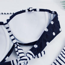 Load image into Gallery viewer, Dot  Bikini Push Up 2 piece Swimsuit Women Padded Push Up Bikini Set Halter Two Piece Cross Top Swimsuit Patchwork Bathing Suit Women Swimwear Bodysuit Beachwear Halter Print Bikinis Bathing Suit Women
