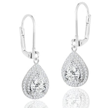 Load image into Gallery viewer, Double Halo Pear Drop Earrings
