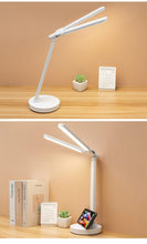 Load image into Gallery viewer, Double Lamp Cap Led Foldable Reading Lamp For Children's Mobile Phone Bracket Desk Study Light Free Shipping Bedroom Table Lamps Decorative Table Lamp Cute Study Lamps for Bedroom Décor

