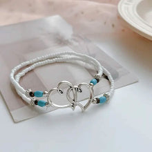 Load image into Gallery viewer, Double Openwork Heart Beaded Anklet Set with Mini Seed Beads
