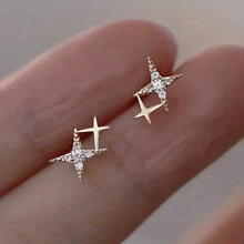 Load image into Gallery viewer, Double Star Design Stud Earrings Inlaid Zirconia
