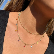 Load image into Gallery viewer, Double Strand Figaro Evil Eye Drop Necklace
