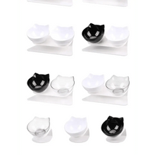 Load image into Gallery viewer, Double Transparent Non-slip Food Bowl With Protection For Cats Modern Kitten Food Bowl Pet Accessories
