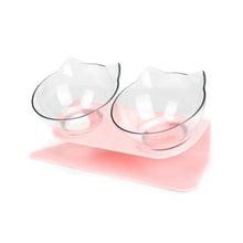 Load image into Gallery viewer, Double Transparent Non-slip Food Bowl With Protection For Cats Modern Kitten Food Bowl Pet Accessories
