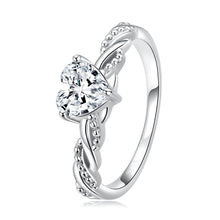 Load image into Gallery viewer, 925 Sterling Silver Love Ring with CZ, Size 6.0

