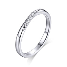 Load image into Gallery viewer, 925 Sterling Silver Pavé Set CZ Platinum Plated Ring Size 6 for Women
