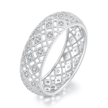 Load image into Gallery viewer, 925 Sterling Silver &amp; Platinum Plated Pavé CZ Ring Size 6 for Women
