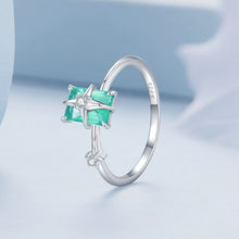 Load image into Gallery viewer, 925 Sterling Silver 1.40mm Width CZ &amp; Glass Ring Size 6 for Women
