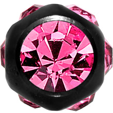 Load image into Gallery viewer, Pink CZ Gem Studded Black Barbell Tongue Ring
