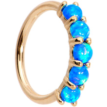 Load image into Gallery viewer, 18G Blue Synthetic Opal 14k Yellow Gold Seamless Circular Ring
