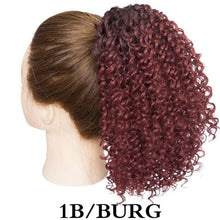Load image into Gallery viewer, Drawstring Puff Ponytail Afro Kinky Curly Hair Extension Synthetic Clip in Pony Tail African American Hair Extension Short Kinky Curly Pineapple Pony Tail Clip in on Wrap Up-do Hair Extensions for African American Women
