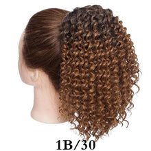 Load image into Gallery viewer, Drawstring Puff Ponytail Afro Kinky Curly Hair Extension Synthetic Clip in Pony Tail African American Hair Extension Short Kinky Curly Pineapple Pony Tail Clip in on Wrap Up-do Hair Extensions for African American Women
