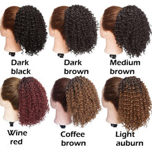 Load image into Gallery viewer, Drawstring Puff Ponytail Afro Kinky Curly Hair Extension Synthetic Clip in Pony Tail African American Hair Extension Short Kinky Curly Pineapple Pony Tail Clip in on Wrap Up-do Hair Extensions for African American Women
