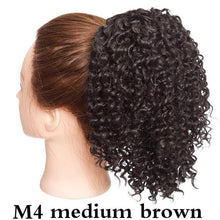 Load image into Gallery viewer, Drawstring Puff Ponytail Afro Kinky Curly Hair Extension Synthetic Clip in Pony Tail African American Hair Extension Short Kinky Curly Pineapple Pony Tail Clip in on Wrap Up-do Hair Extensions for African American Women
