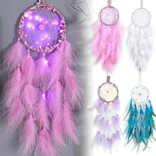 Load image into Gallery viewer, Dream Catcher Wall Decor with White Feathers Indian Style Dream-catcher Moon Handmade Wind Chimes Wall Ornament Girls Room Decoration Feather Dream Catcher For Kids Women Wedding Bohemian Wall Decor
