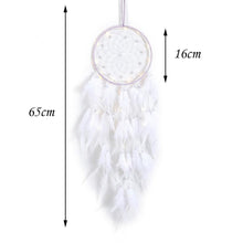 Load image into Gallery viewer, Dream Catcher Wall Decor with White Feathers Indian Style Dream-catcher Moon Handmade Wind Chimes Wall Ornament Girls Room Decoration Feather Dream Catcher For Kids Women Wedding Bohemian Wall Decor
