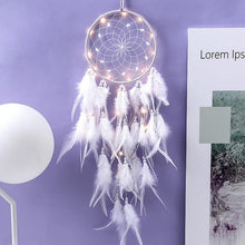 Load image into Gallery viewer, Dream Catcher Wall Decor with White Feathers Indian Style Dream-catcher Moon Handmade Wind Chimes Wall Ornament Girls Room Decoration Feather Dream Catcher For Kids Women Wedding Bohemian Wall Decor

