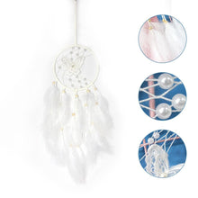 Load image into Gallery viewer, Dream Catcher Wall Decor with White Feathers Indian Style Dream-catcher Moon Handmade Wind Chimes Wall Ornament Girls Room Decoration Feather Dream Catcher For Kids Women Wedding Bohemian Wall Decor

