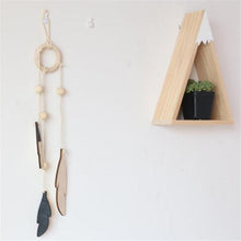 Load image into Gallery viewer, Dream Catchers with Golden Shining Lace &amp; Bells Nordic Hollow Wooden Feather Hanging Ornaments For Baby Kids Room Wall Hanging Decorative Feathers Wedding  Decorations Nursery Decor
