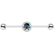 Load image into Gallery viewer, 14G Pink Green Plaid Heart Skull Industrial Barbell 37mm
