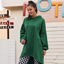 Load image into Gallery viewer, Drop Shoulder Dip Hem Thermal Longline Hoodie
