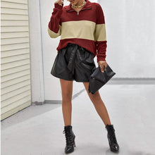 Load image into Gallery viewer, Drop Shoulder Two Tone Textured Half Placket Pullover
