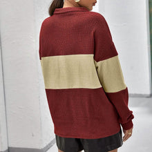 Load image into Gallery viewer, Drop Shoulder Two Tone Textured Half Placket Pullover
