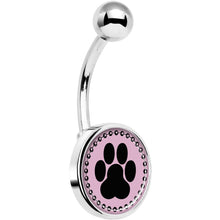 Load image into Gallery viewer, Black on Pink Paw Print Belly Ring
