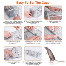 Load image into Gallery viewer, Dual Door Rat Trap Cage Humane with 2 Detachable U Shape Rod
