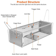Load image into Gallery viewer, Dual Door Rat Trap Cage Humane with 2 Detachable U Shape Rod
