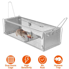Load image into Gallery viewer, Dual Door Rat Trap Cage Humane with 2 Detachable U Shape Rod

