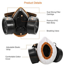 Load image into Gallery viewer, Dual Filter Cartridge Respirator Mask with Goggles
