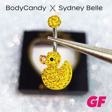 Load image into Gallery viewer, Sydney Belle Girlfriend Collection Yellow Pink CZ Gem Rubber Duck Ducky Belly Ring
