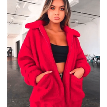 Load image into Gallery viewer, Durable Autumn Winter Faux Fur Coat For Women Casual Warm Soft Zipper Fur Jacket Plush Overcoat Pocket Plus Size Teddy Coat For Female

